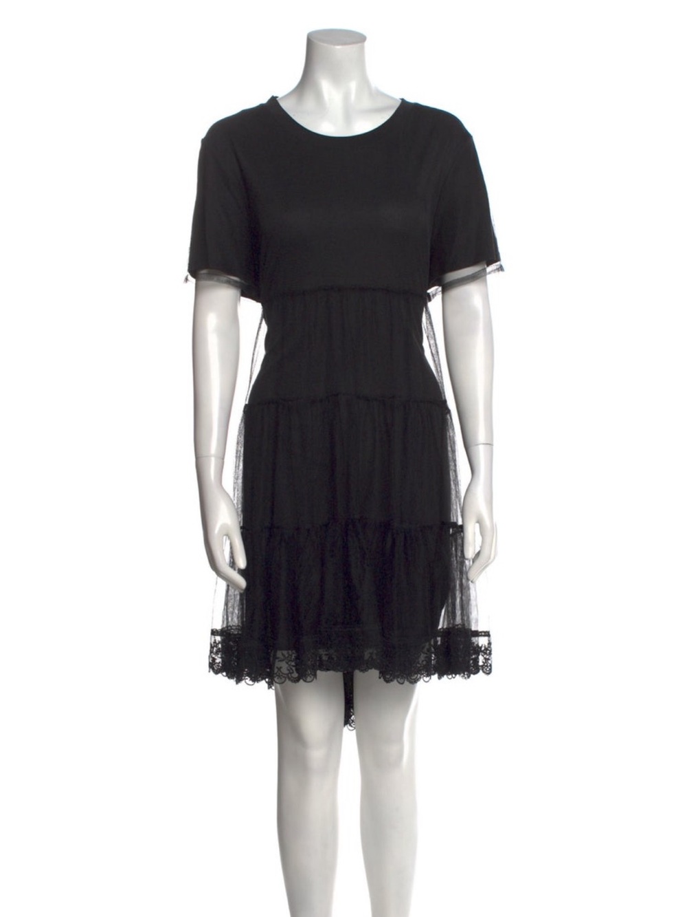 Alice + Olivia Black Lace-Tier Mini Dress